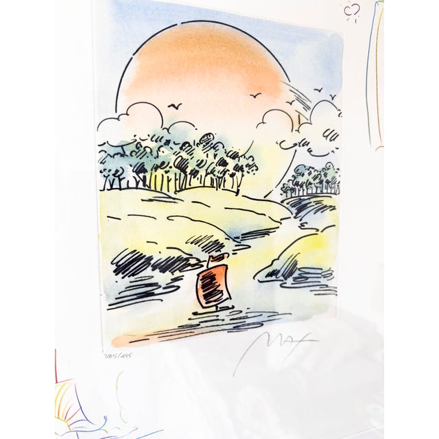 Abstract Late 20th Century Peter Max "Without Borders" Hand-Colored Etching With Remarques, Signed Limited Edition For Sale - Image 3 of 11