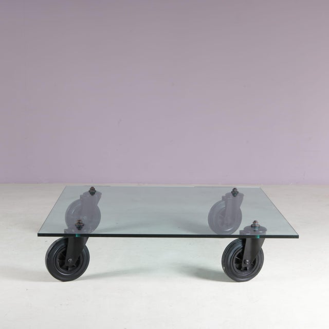 Tavolo con Ruote / Table with Wheels by Gae Aulenti for Fontana Arte, Italy, 1980s For Sale - Image 5 of 10