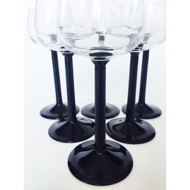 Vintage Luminarc Black Stemmed Wine Glasses Set of 6 Chairish