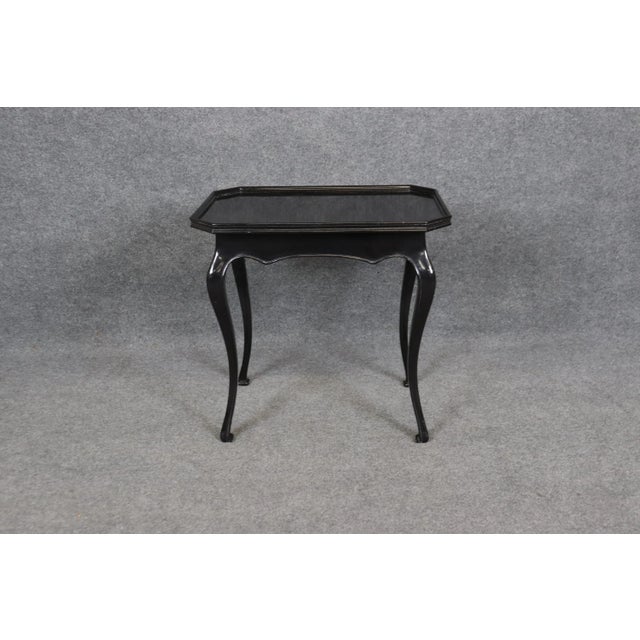 Traditional Ebonized Black Lacquer Georgian Style English End Tray Top Occasional Table For Sale - Image 3 of 11
