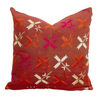 Embroidered Bloom, Antique Phulkari Pillow Cover For Sale