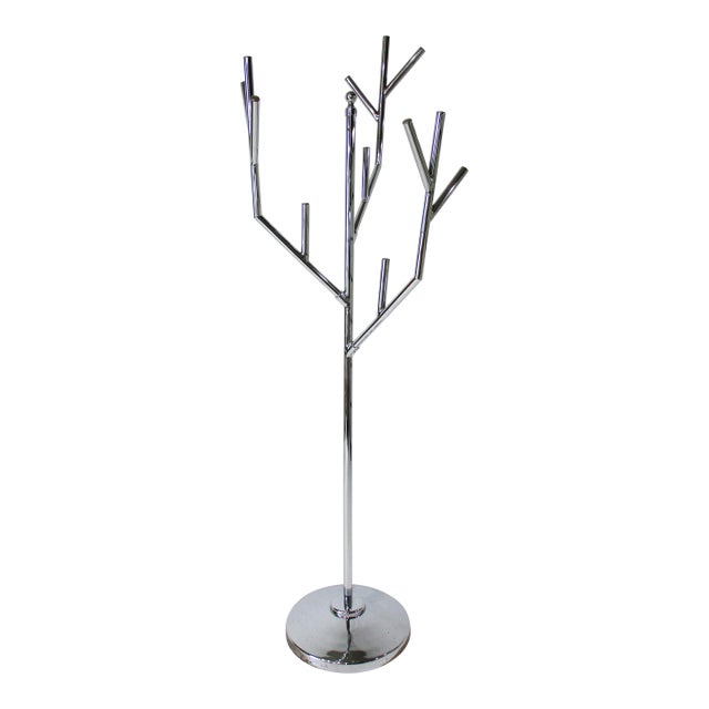 Post Modern Chrome Tree Styled Coat Hat Rack For Sale