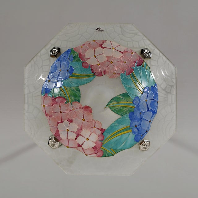 Rose French Art Deco Pendant Light by Loys Lucha - 1930 Chandelier France For Sale - Image 8 of 12