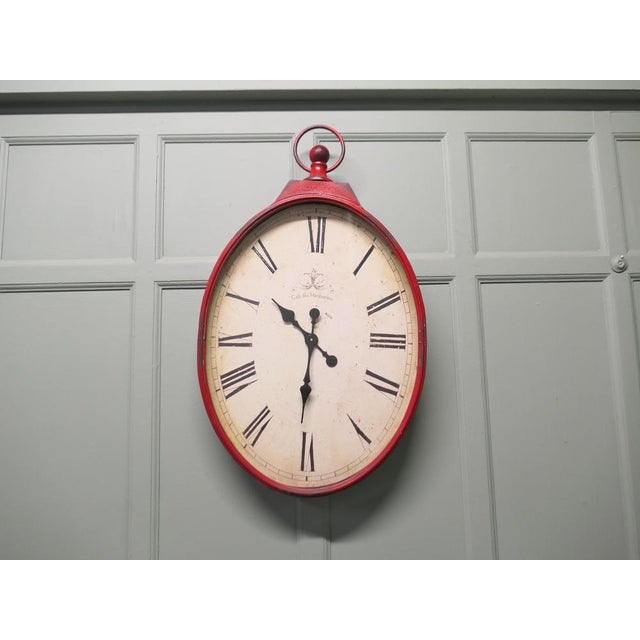 A Very Large Retro Chic French Bistro Wall Clock This is a Large piece, the clock has an Oval Frame with White Face ands...