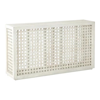 Large Natural Driftwood Lattice Wood Coastal Washed Beachy Console Table For Sale