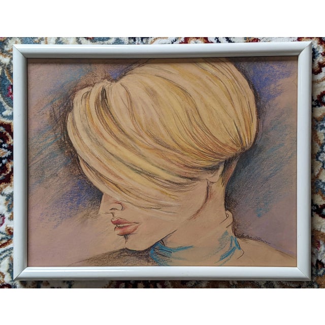 Vintage 1980s Modern Pastel Portrait Signed For Sale - Image 10 of 10