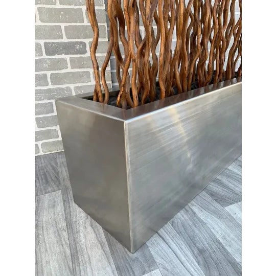 Brown Vintage Rustic Industrial Willow Branches in Planter Box Screen/Room Divider For Sale - Image 8 of 11