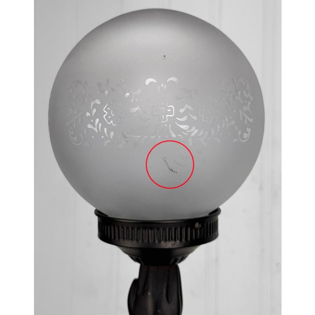Metal Vintage Art Deco Nude Women Globe Figural Table Lamp For Sale - Image 7 of 15
