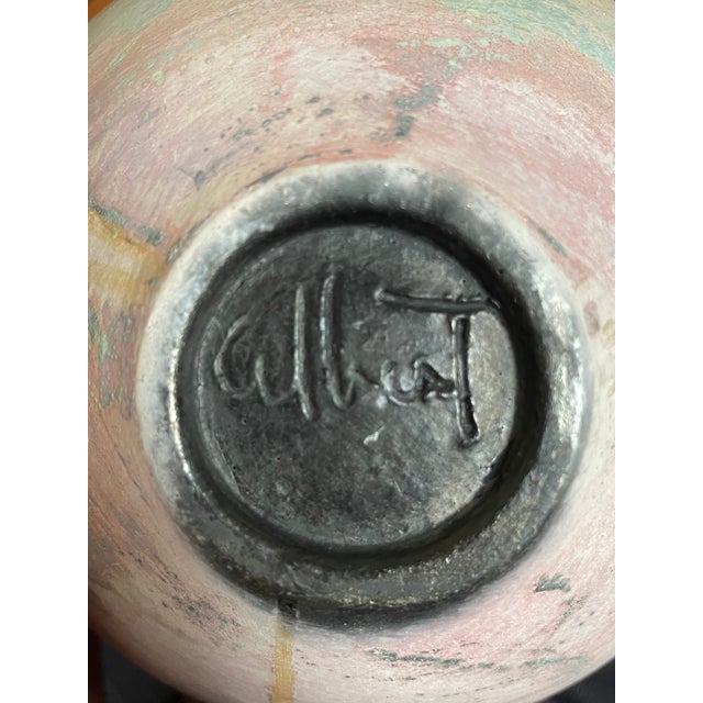Ceramic Vintage Postmodern Studio Pottery Pastel Raku Vase For Sale - Image 7 of 8