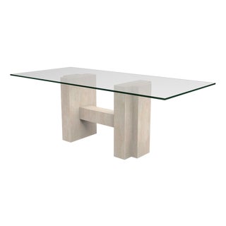 Vintage Tuerca Dining Table in Italian Travertine and Marble by Joaquín Moll for Meddel, 1990 For Sale