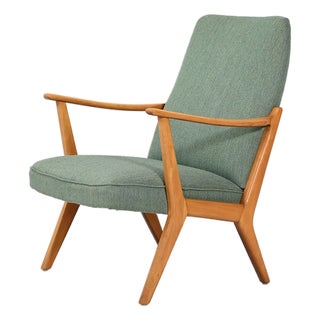 Scandinavian Armchair in Sage Green Wool, 1960s For Sale