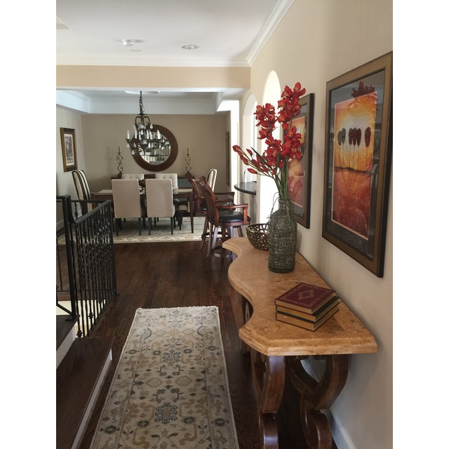 Hand-Forged Copper Artisan Console Table With Break in Marble Top For Sale In Houston - Image 6 of 8