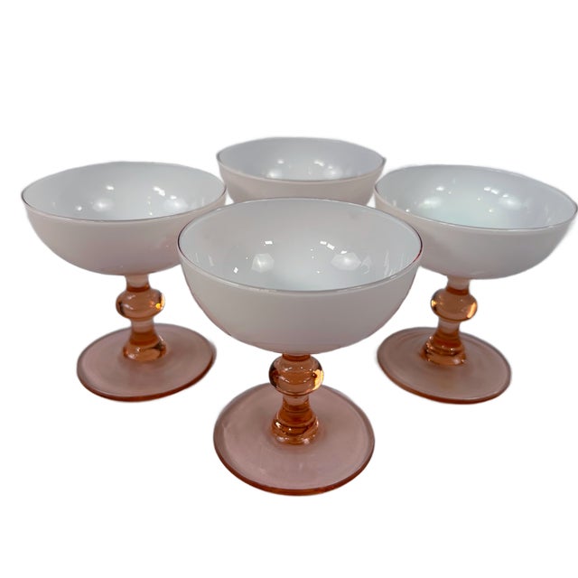 Blush 1960s Carlo Moretti Mid-Century Cased Blush Pink Champagne Coupes - Set of 4 For Sale - Image 8 of 8