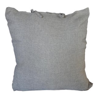 Designer Goose Down Feathers Throw Pillow W Gray Fabric Bow Tie Top For Sale