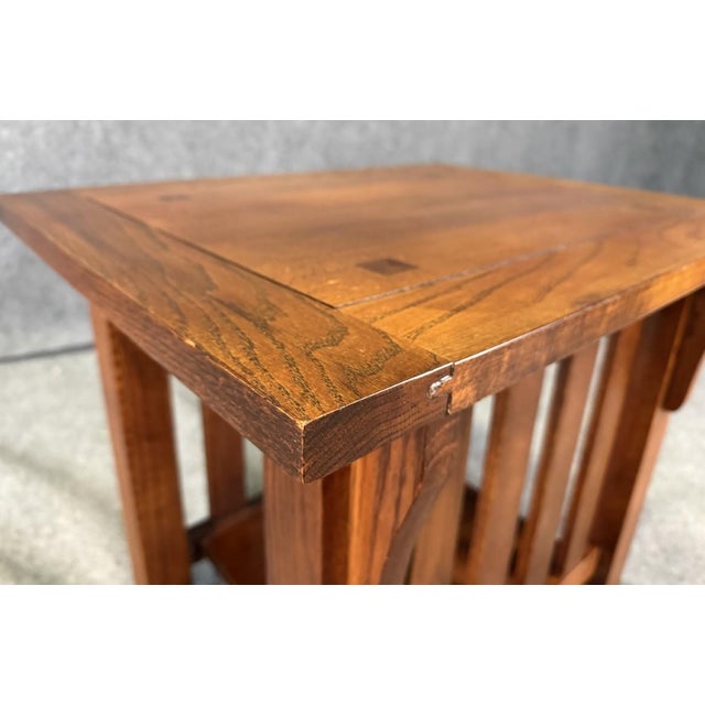 Late 20th Century Oak Mission Style Side Table For Sale - Image 9 of 11