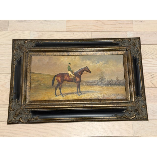 Mid 19th Century Very Rare Signed Robinson Traditional Equestrian Racehorse & Jockey Oil Paintings – Framed Pair For Sale - Image 4 of 15
