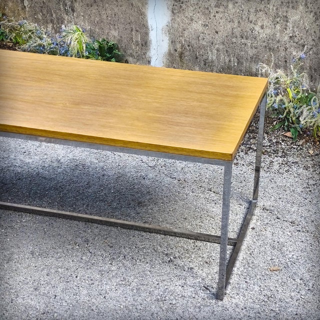 1980s Coffee Table in Oak and Chromed Steel, 1980s For Sale - Image 5 of 18