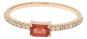 Natural 0.37 cts red sapphire & 0.14 cts diamond ring 14k gold