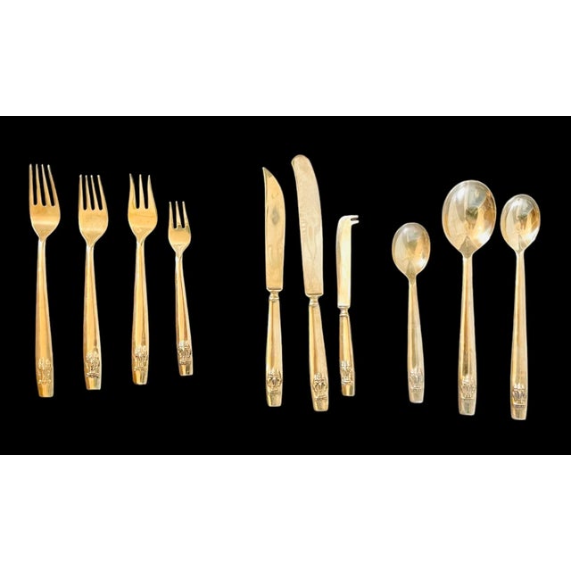 Vintage 51 Pcs Vintage Thailand Brass Flatware Elephant Design | Chairish