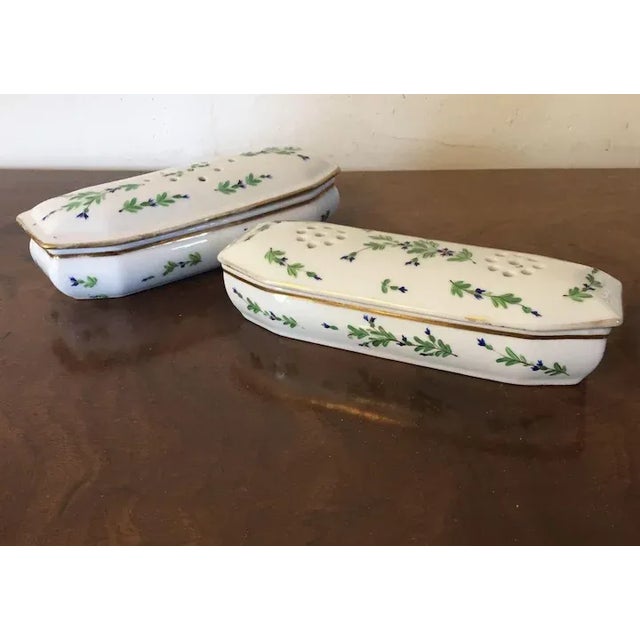 Traditional Antique 19th Century French Empire Porcelain Covered Serving Dish in Sprig Pattern - A Pair For Sale - Image 3 of 11