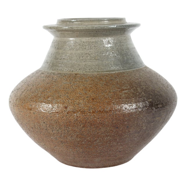 Large Danish Wide Vase with Greyish-Brown Glaze by Nils Kähler for Hak Kähler, 1970s For Sale