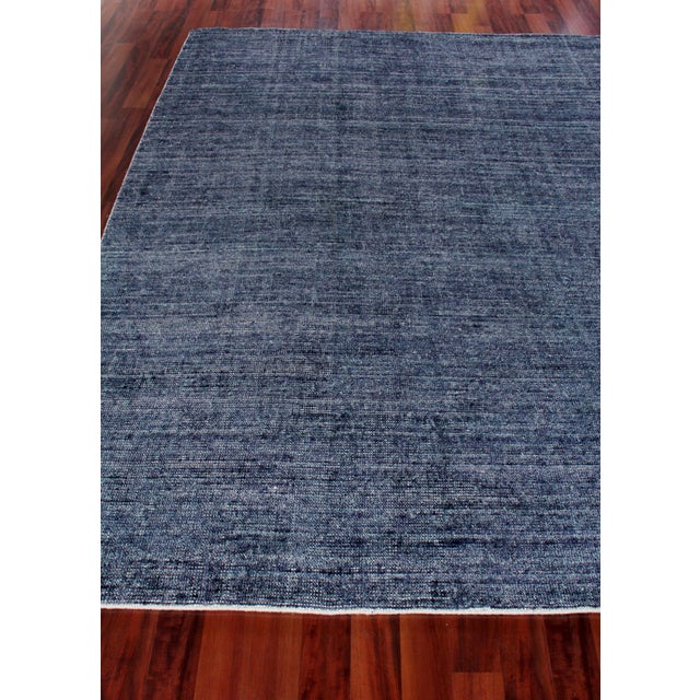 Exquisite Rugs Lincoln Hand loom Bamboo/Silk Blue Rug-8'x10' For Sale - Image 4 of 8