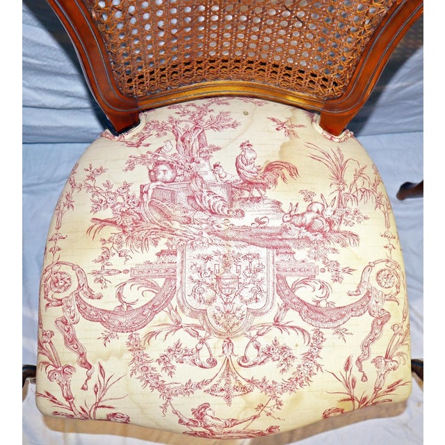 1920s 1920s French Balloon Back Caned Toile Dining Chairs- Set of 4 For Sale - Image 5 of 10