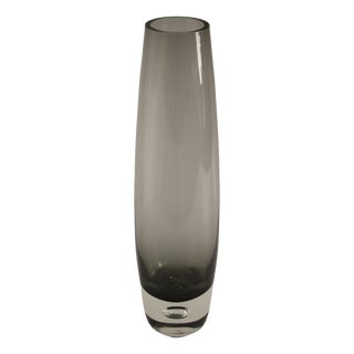 Vintage Grey Smoked Glass Vase, 1950s For Sale