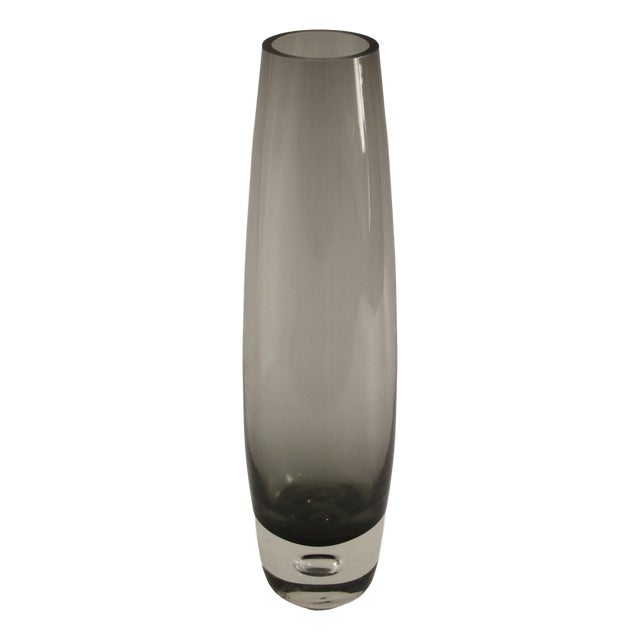 Vintage Grey Smoked Glass Vase, 1950s For Sale