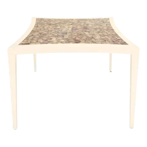 Enrique Garcel Diamond Shape Top White Lacquer Game Dinette Table Crushed Shell