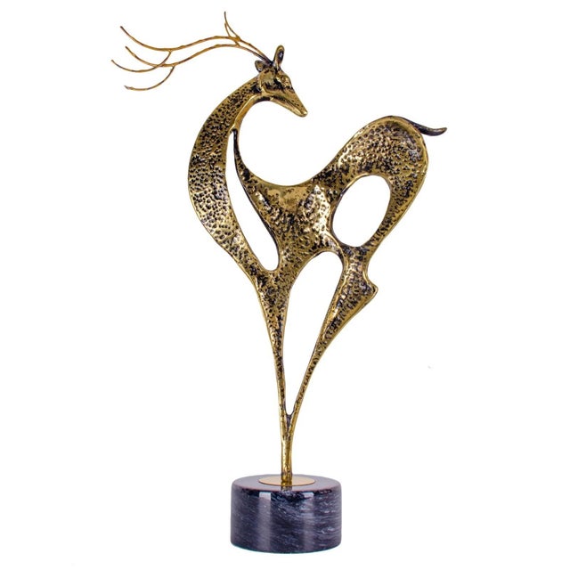 1988 Curtis Jere Brass Deer Sculpture For Sale In Savannah - Image 6 of 6