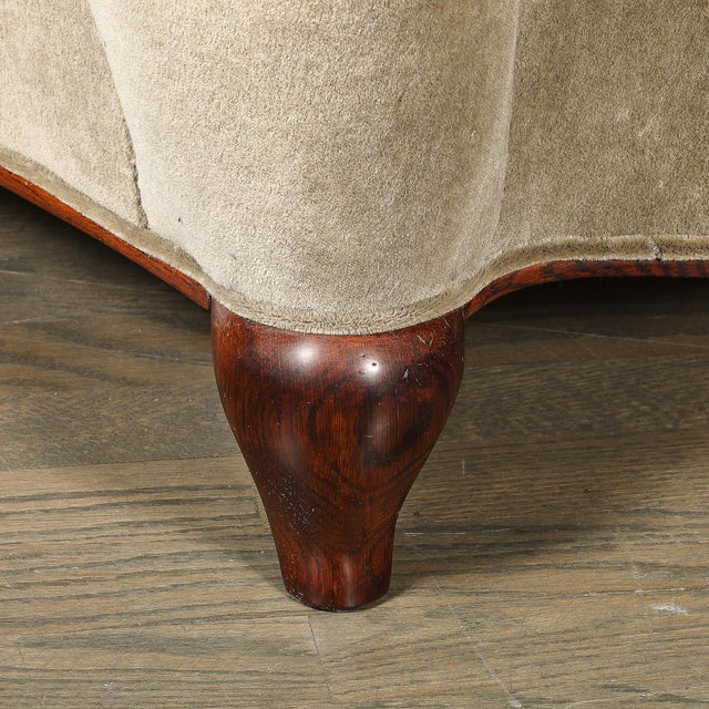Pair of Art Deco Sinuous Club Chairs in Taupe Mohair & Walnut Supports For Sale - Image 14 of 17
