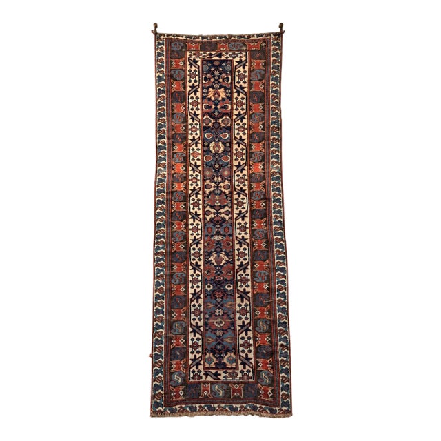 Early 20th Century Varamin Persian Runner Rug With Stylized Floral Pattern For Sale