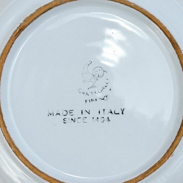 Ceramic Vintage Cantagalli Italy Hand-Painted Majolica Soup or Pasta Bowls - Set of 4 For Sale - Image 7 of 7