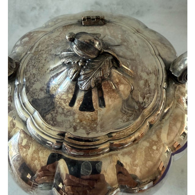 Silver Vintage Sheffield Tilting Coffee or Tea Pot With Stand For Sale - Image 8 of 11