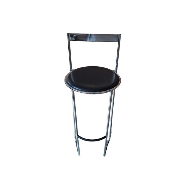 Vintage Stools in Chrome and Leather, 1970s, Set of 2 For Sale - Image 4 of 9