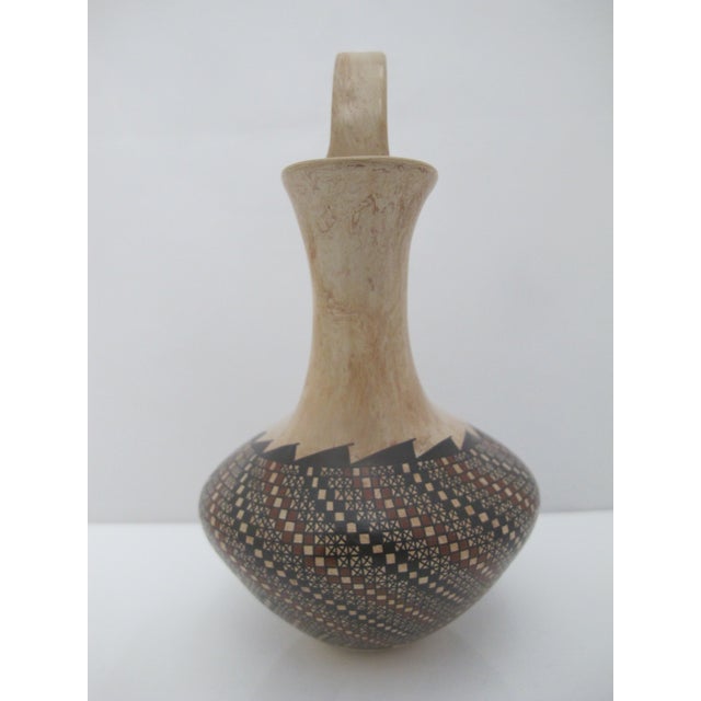 Mexican Mata Ortiz Jesus Olivas Mexico Cuadrillos Geometric Pottery Wedding Vase For Sale - Image 3 of 8