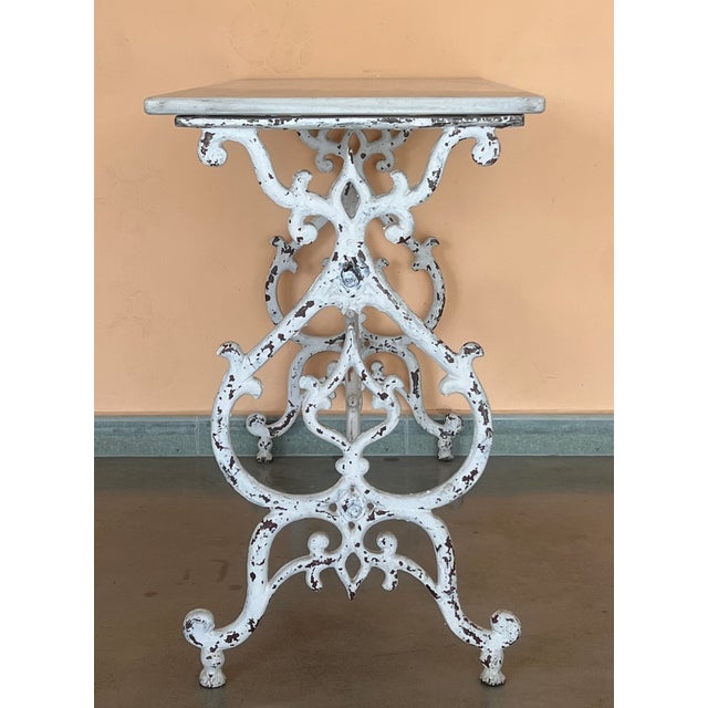 Mid 19th Century French Solid Cast Iron French Scrolling "Butterfly" Coffee Table With Marble Top For Sale - Image 5 of 8