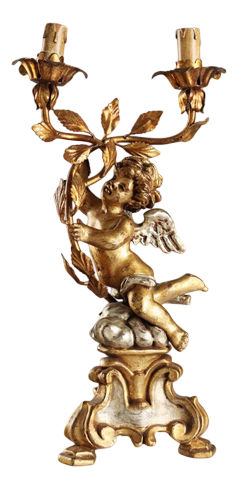 Carved and Gilded Wooden Candleholder