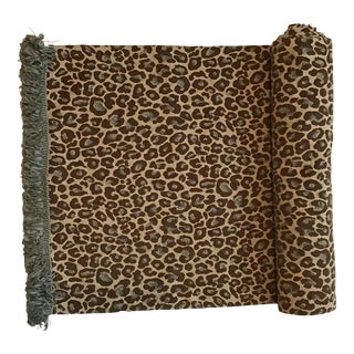 2000s Custom Kravet Couture Leopard Fabric Table Runner with Fringe For Sale