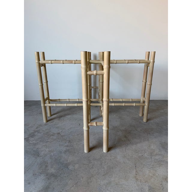 1970s Hollywood Regency Faux Bamboo Carved Wood Dining Table Base For Sale - Image 12 of 12
