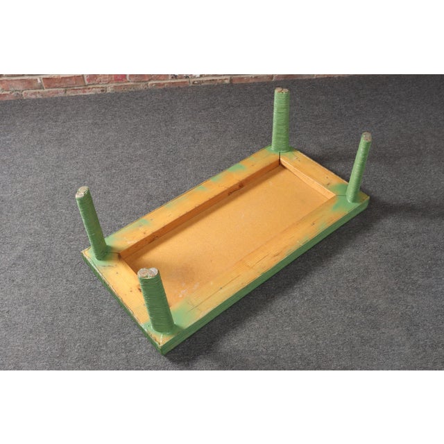 Vintage Mint Green Jute Wrapped Wooden Coffee / Cocktail Table For Sale - Image 13 of 18