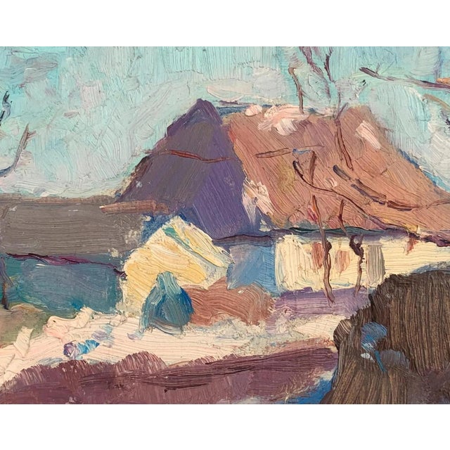 Impressionism Winter Landscape Painting, Antique Soviet Art, 1960s 19-24 For Sale - Image 4 of 6