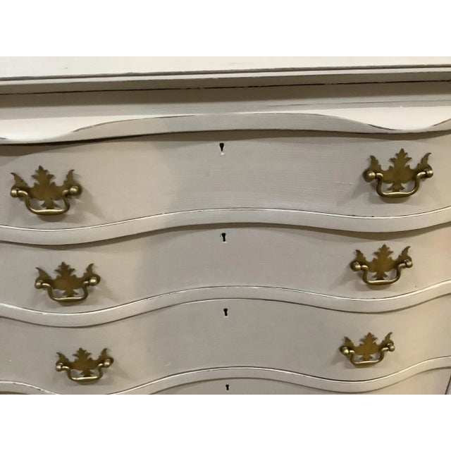 Painted Oyster Off White Vintage Secretary Drop Down 4 Drawers Chest Claw Feet Short Style For Sale In Philadelphia - Image 6 of 12