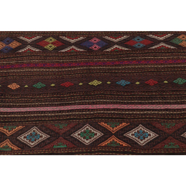 1950s Vintage Persian Soumak Kilim, Vibrant Jewel Tone Geometric Motifs - Rug & Kilim For Sale - Image 5 of 7
