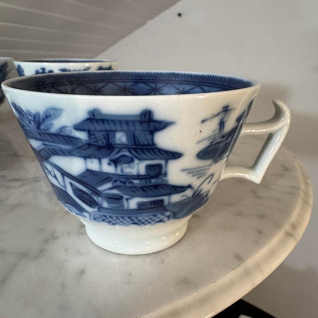 Vista Alegre Late 20th Century Mottahedeh Vista Alegre Blue Canton Porcelain Teacup & Saucer Set - 5 Pieces For Sale - Image 4 of 10