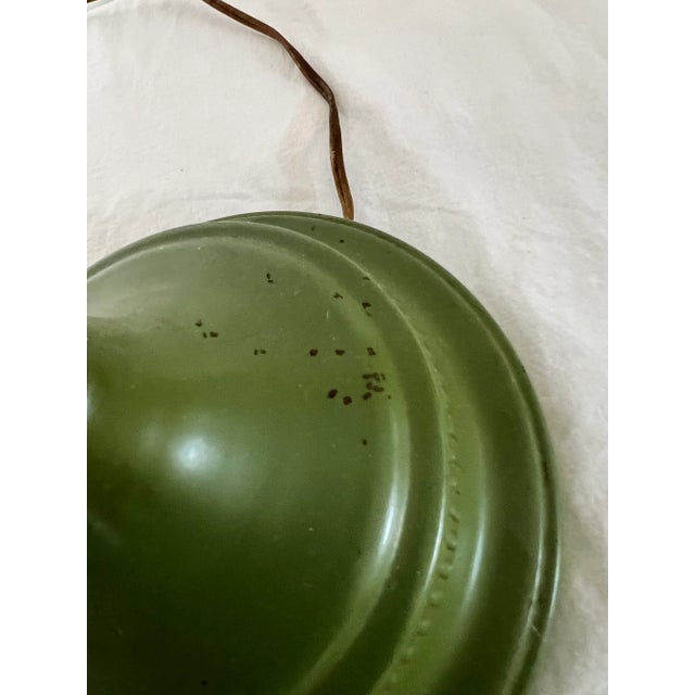 Mid Century Modern Metal Lamp With Scalloped Bottom Wicker Shade For Sale - Image 6 of 7