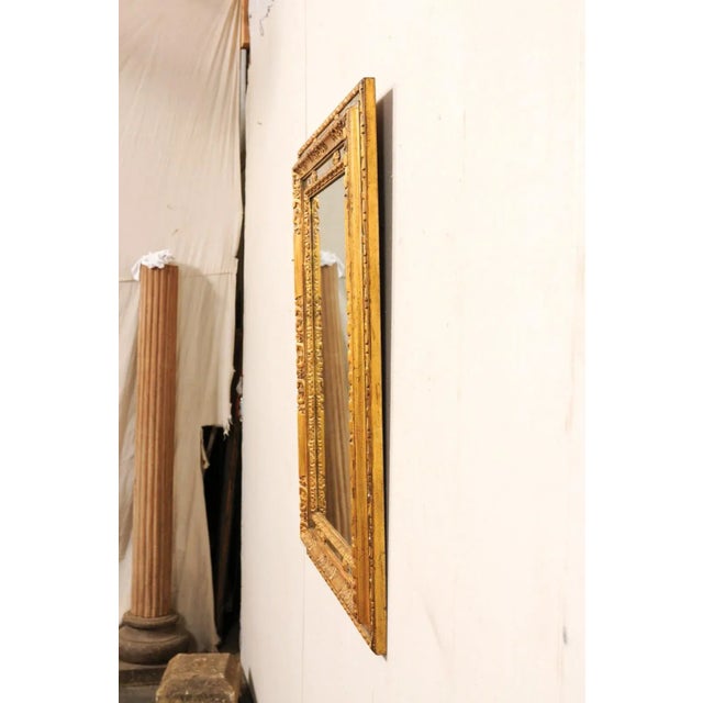 Wood Early 20th Century Spanish Antique Carved & Gilt Frame Mirror For Sale - Image 7 of 12