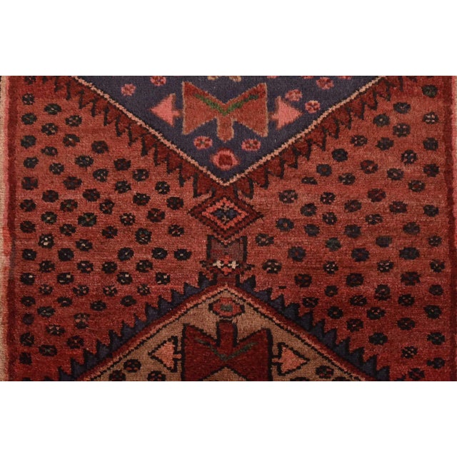 Zanjan Runner 3’6” X 9’3” Red Wool Vintage Tribal Hand-Knotted Oriental Rug For Sale - Image 9 of 14