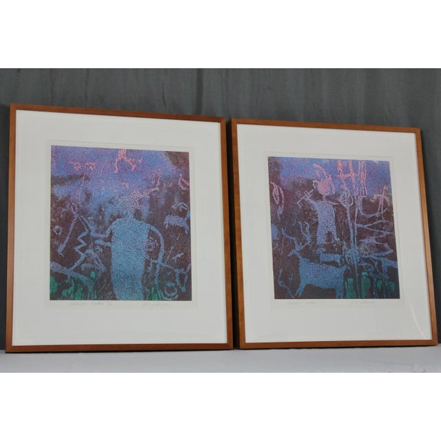 1990s Michael Gallagher Rainbow Rocks I & III Framed Abstract Monoprints For Sale - Image 5 of 12